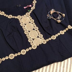 Lilly Pulitzer Rosie Blue and gold shift dress